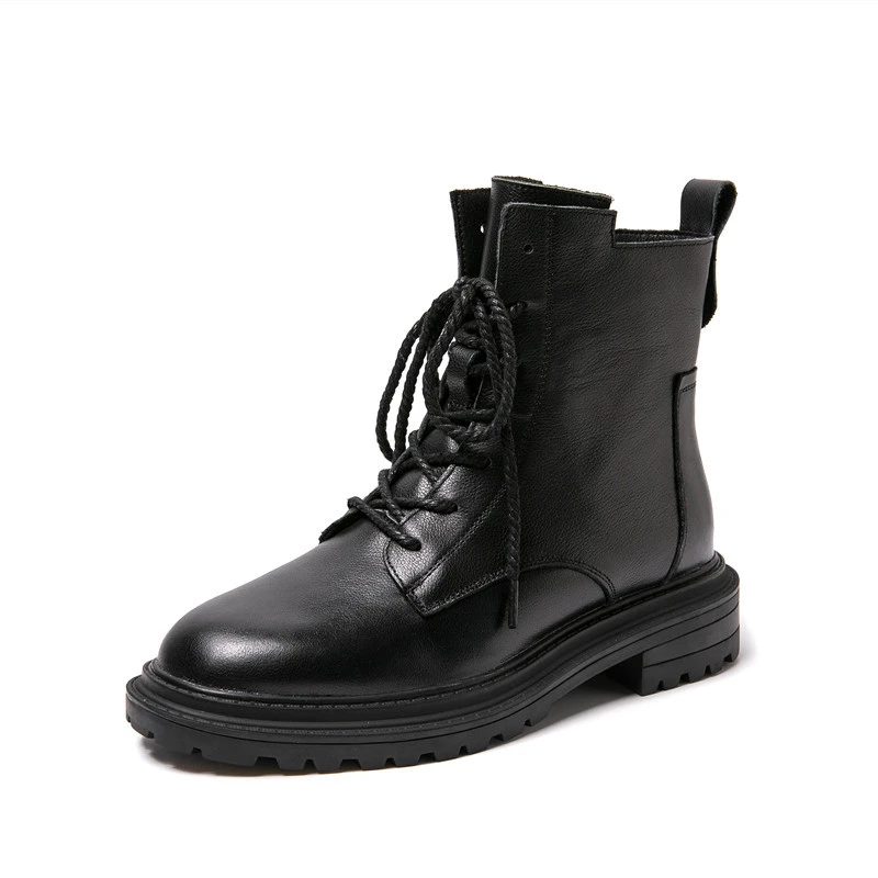 

Women's Boots Genuine Leather Chunky Heels Casual Platform Shoes New Fashion Retro Style Martin Boots Shoes High Quality Shoes