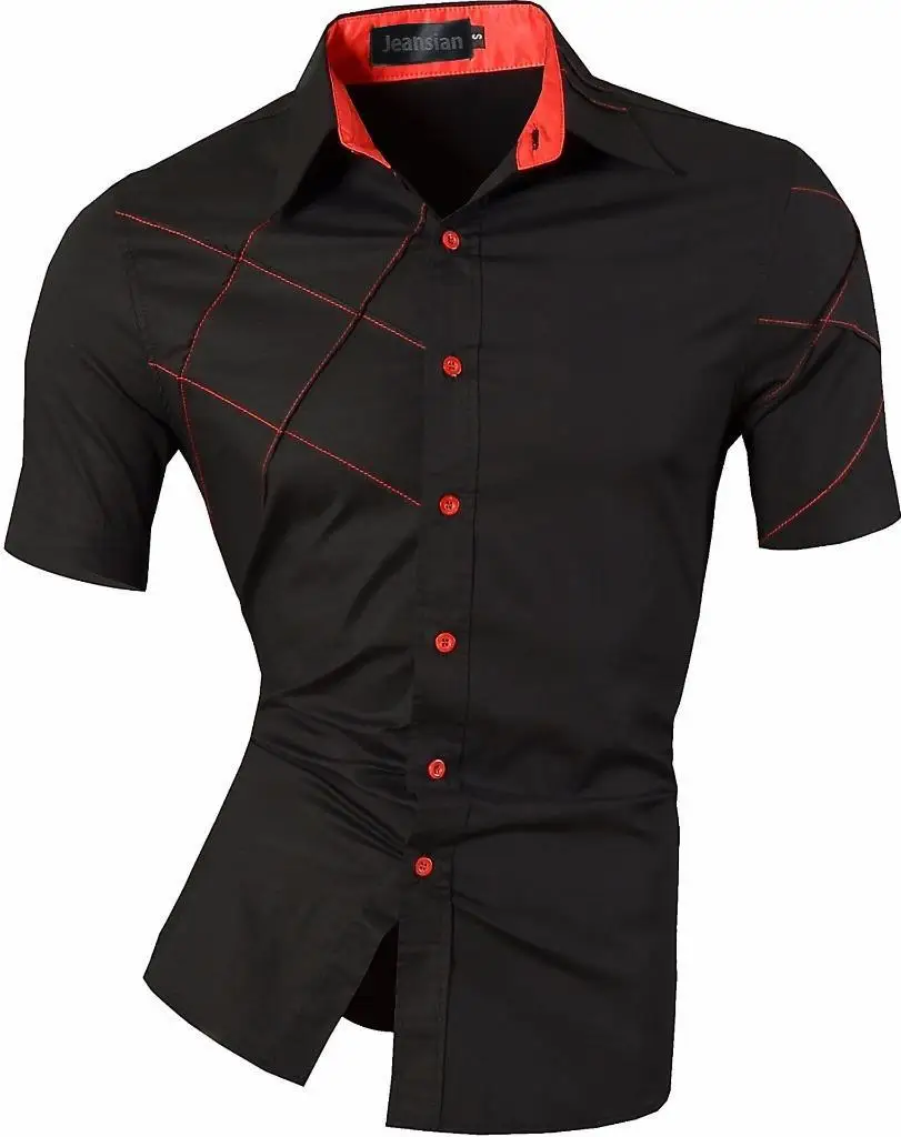 JZS059-Black Sportrendy, мужские рубашки, повседневные, модные, короткий рукав, летние, облегающие, с драконом, стильные, с принтом таттон, JZS056 - Цвет: JZS059-Black