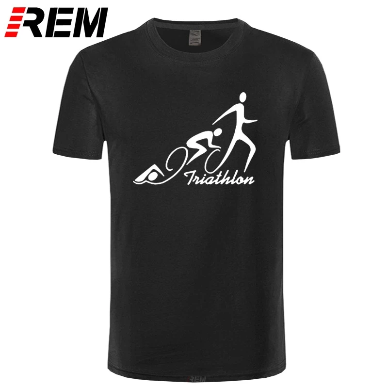 Мужские футболки с принтом REM Triathlon хлопковые лоскутные Футболки коротким