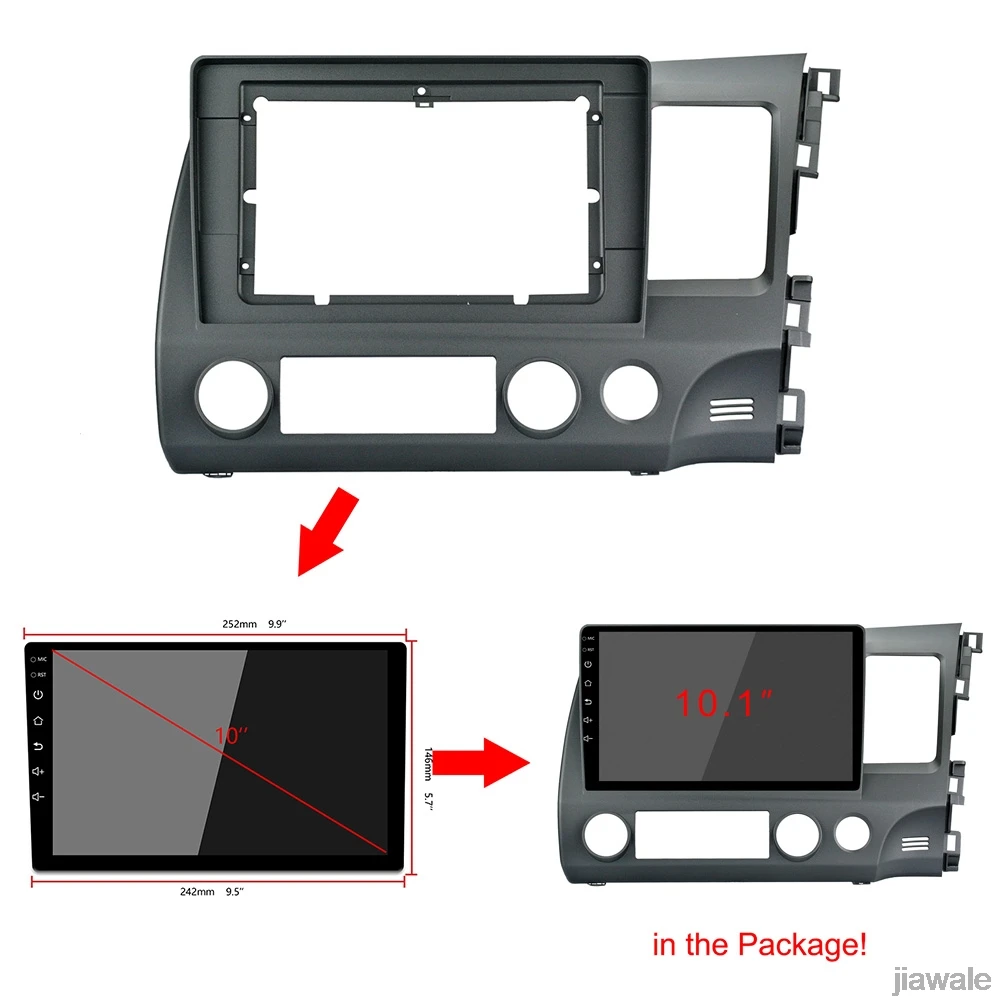 

10.1" Car radio Fascia Frame Facials Install Panel Dashboard Trim Kit for Honda Civic 2006-2011