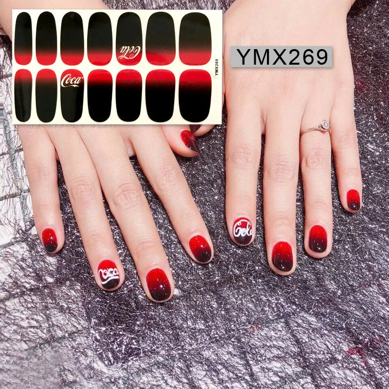 YMX269 14 советы/лист корейский стиль ногтей Декоративная обертка клей водонепроницаемый наклейки-лак искусство аксессуары Твердые полоски блеск - Цвет: YMX269