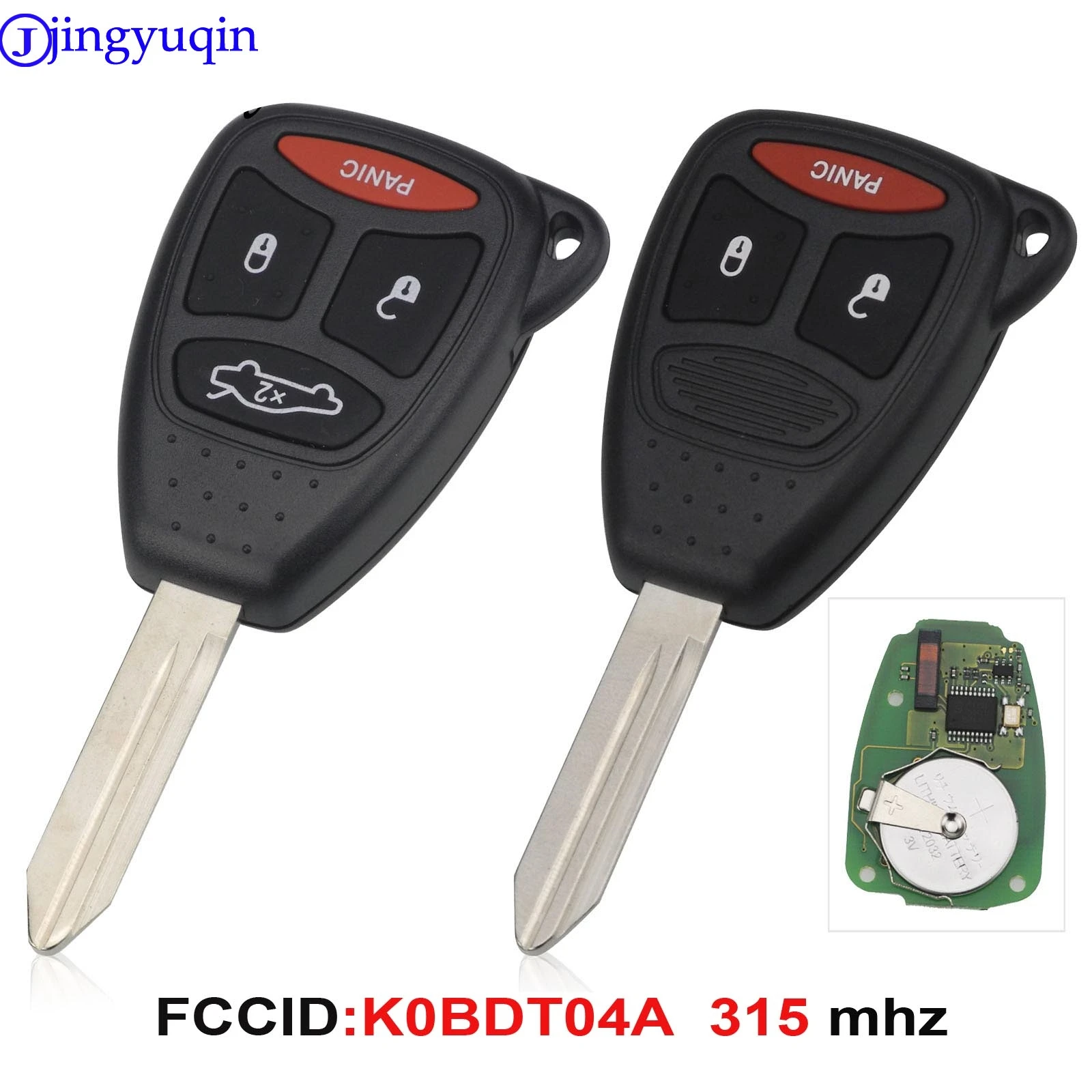Jingyuqin 315 МГц KOBDT04A дистанционный Автомобильный ключ 3/4 кнопка для Dodge Chrysler Jeep Dakota