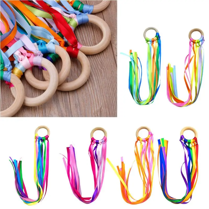 

Радужная натуральная деревянная лента, кольцо, игрушки для новорожденных, прорезыватель Монтессори, сенсорные игрушки, подарок на душ