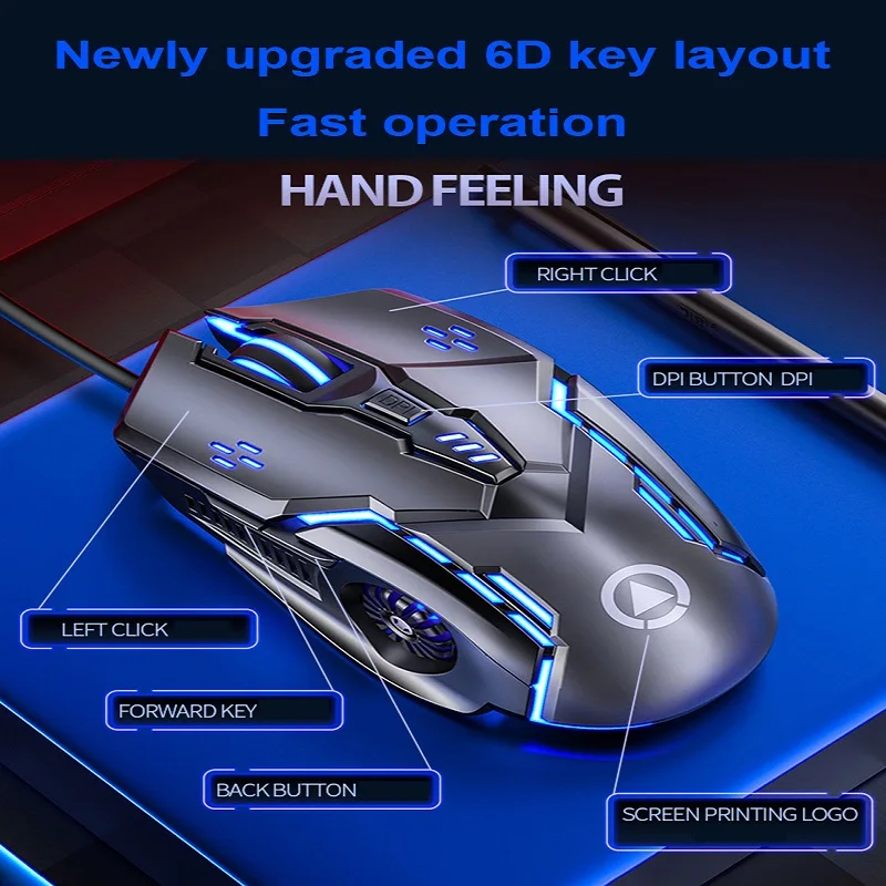 Игровой Мышь проводной 6D 4-Скорость Точек на дюйм RGB оптическая компьютерная