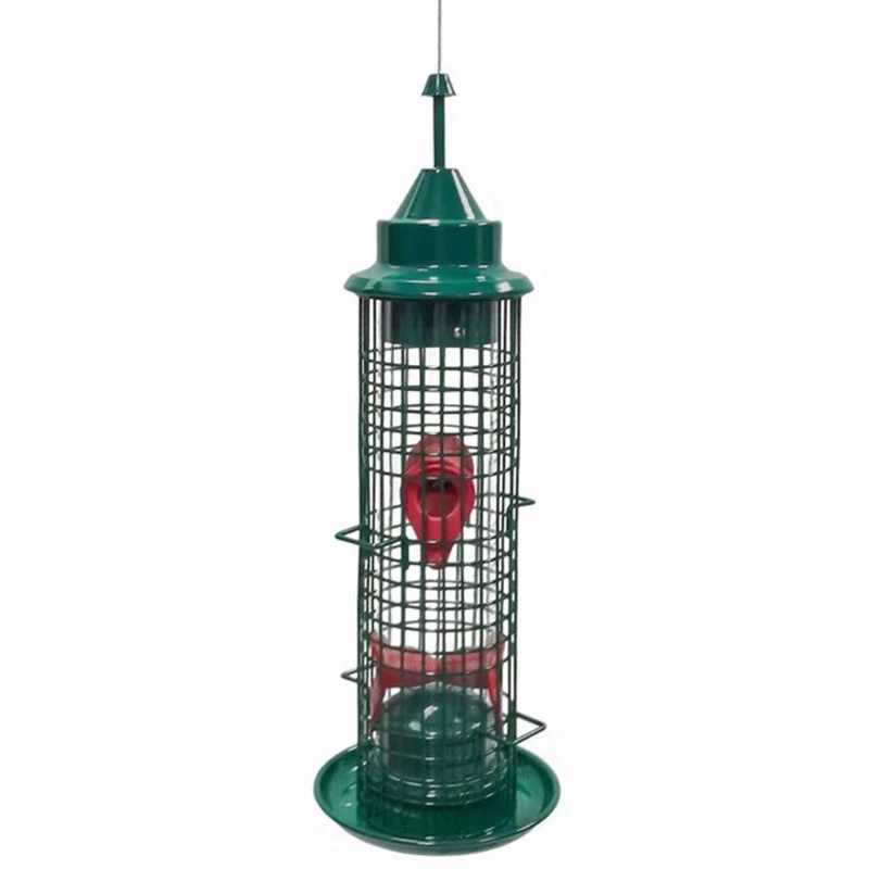 

Wild Bird Feeder Squirrel-proof Hanging Garden Seed Food Port Bird Cage Feeder Light