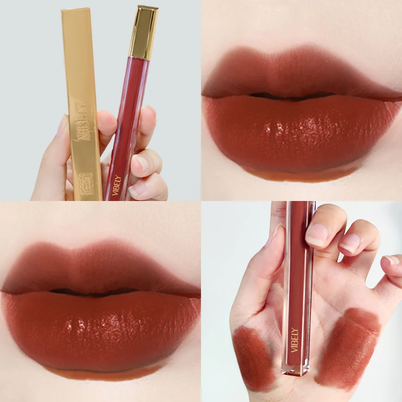 Жидкая помада матовый блеск для губ косметика маленькие золотые бруски глазурь