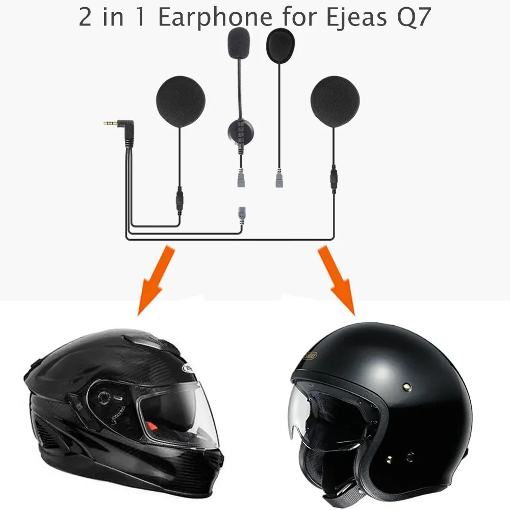 EJEAS Q7 Bluetooth 5.1 Motorcycle Helmet Headset Intercom Up to 7 Riders Wireless Waterproof Interphone FM Radio Handle Remote - купить по