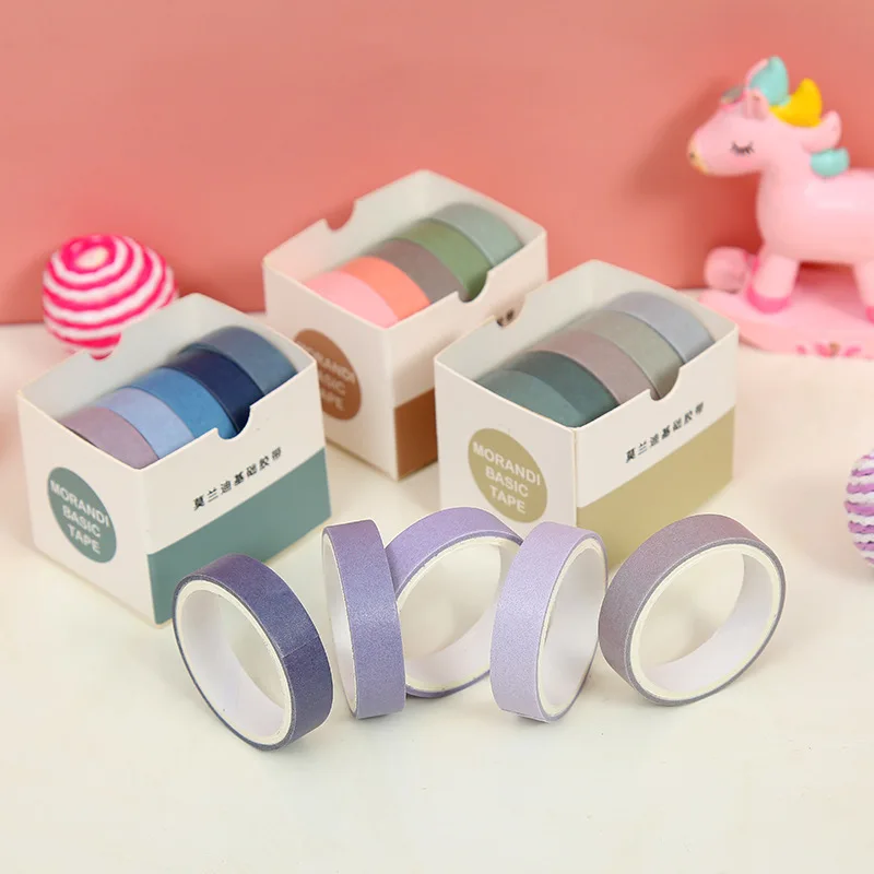 5 pcs/set Washi Tape Pure Color Diy Scrapbooking Sticker Label Creative Macaron Basic Color Tapes Paper Japanese Stationery