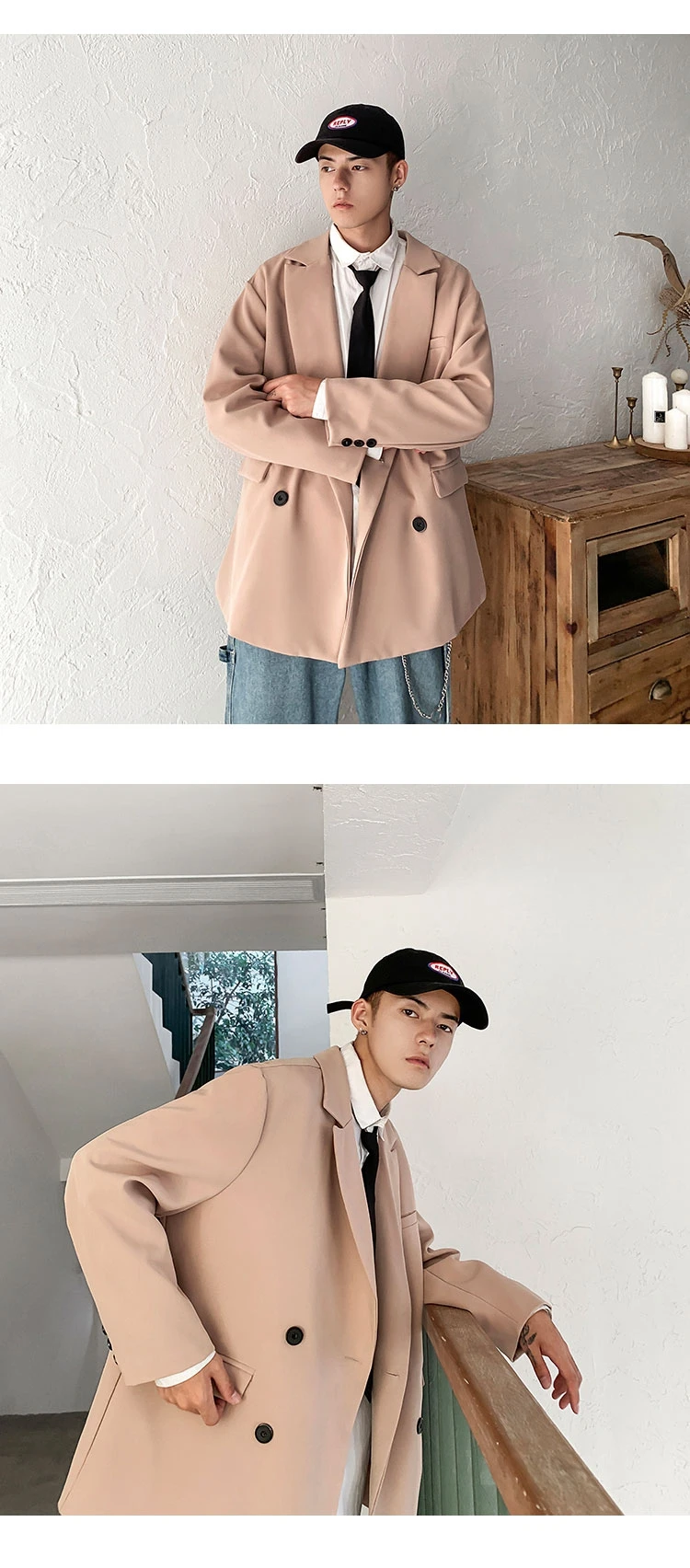 Korean New Men Blazer Black Oversized Blazer Masculino Casual Student Men Blazer hombre