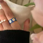 Женское металлическое кольцо с эмалью AOMU, винтажное открытое цветочное кольцо в французском стиле барокко карамельных цветов, Подарочная бижутерия, 2021