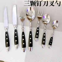 stainless steel western tableware three nails knife fork spoon practical bakelite black handle stainless steel knife fork spoon