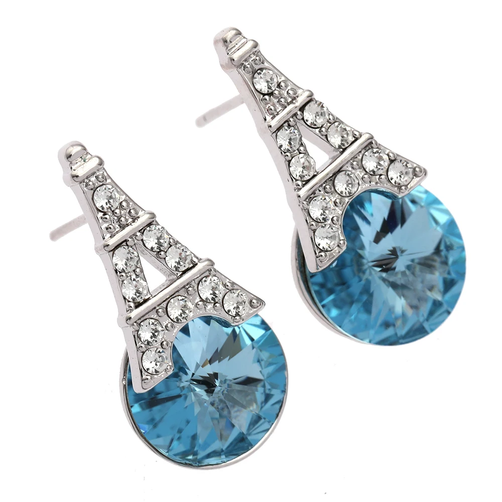 Серьги-гвоздики ONYSS EH00633 с Эйфелевой башней и кристаллами Swarovski уникальный