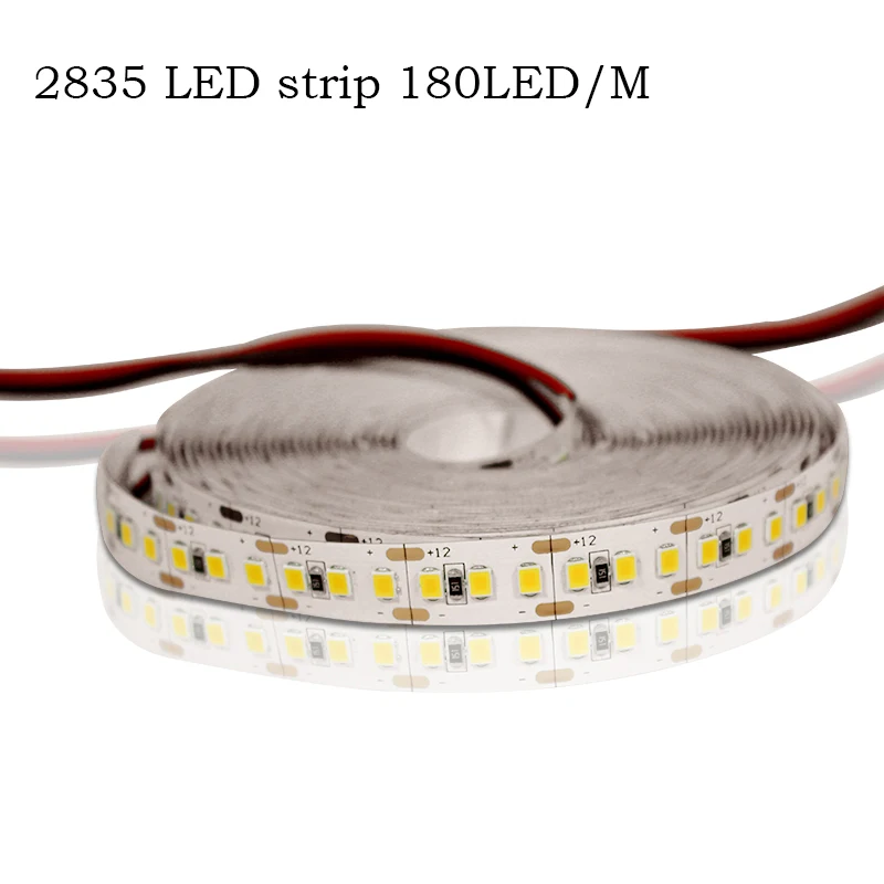 180LEDS Светодиодная лента 5 м рулонов 2835 Светодиодный свет полосы Водонепроницаемый 12V 60/120/180/240 светодиодный s/m гибкая световая лента домашний декор белый/теплый белый - Испускаемый цвет: 180LEDS