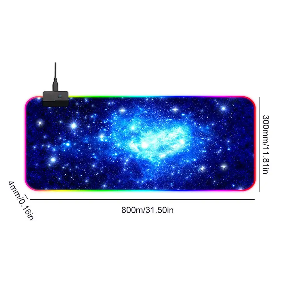 Игровой коврик для мыши 7 цветов RGB мышка с подсветкой толстая резиновая