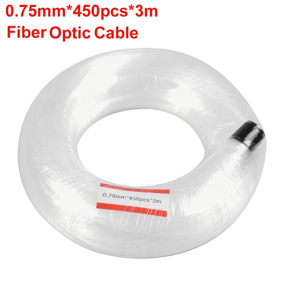 

0.75mm*450PCS*3M PMMA Plastic Fiber Optic Cable End Glow Led Light Clear DIY For LED Star Ceiling Decoration