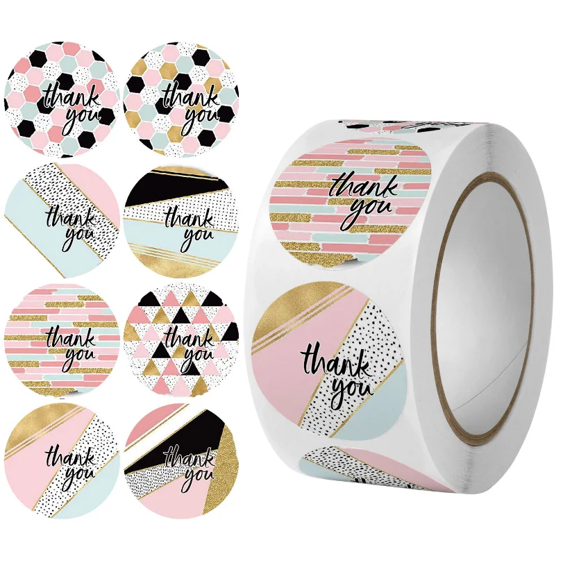 

100-500pcs Round Paper Sticker Adhesive Baking Label Thank U For ORDER Handmade Cake Takeaway Milk tea Packaging Sealing