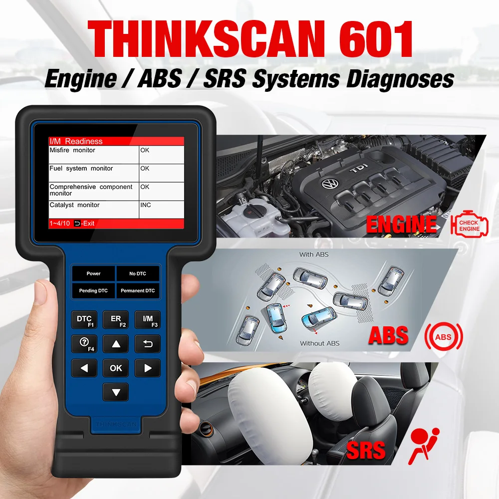 Сканер THINKSCAN 601 OBD2 для EN/ABS/SRS с маслом EPB SAS TPMS считыватель кодов обслуживания TS601