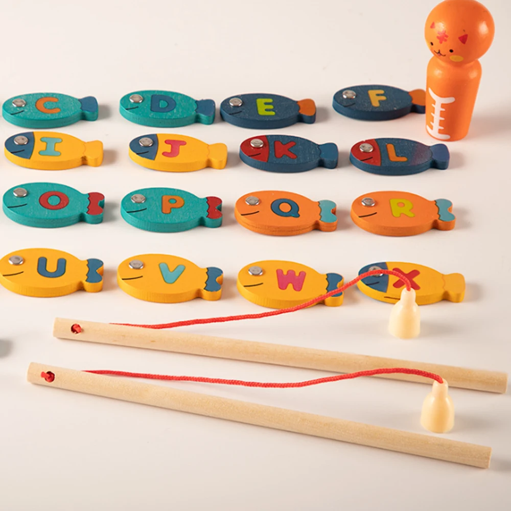 Детская забавная головоломка котенок сенсорная рыба деревянная Магнитная