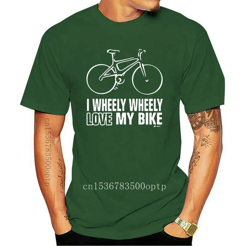 

Design Adult 100% Cotton Customized Tees Cyclist I Wheely Wheely Love My Biker Dark Heather T-shirt