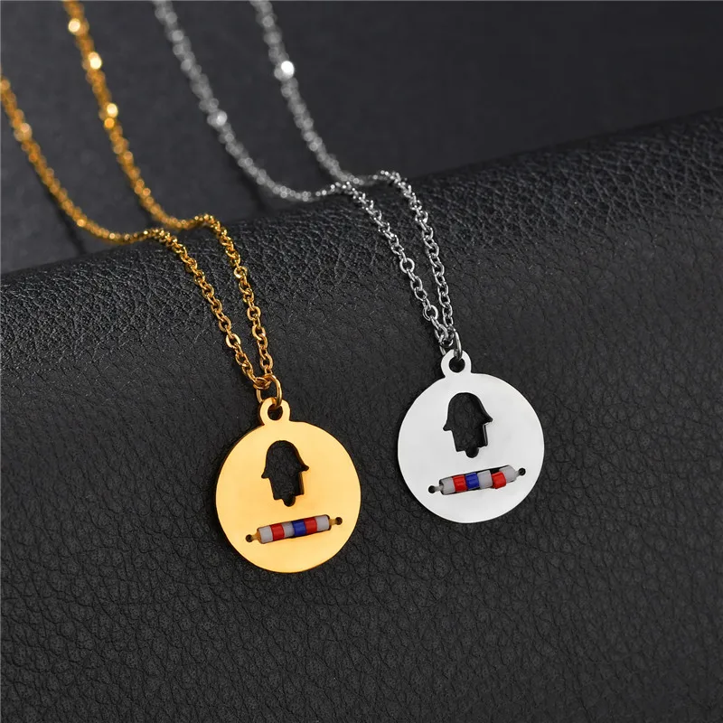 Кулон ELSEMODE Древо жизни рука Фатимы ожерелье из нержавеющей звезды сердце клевер