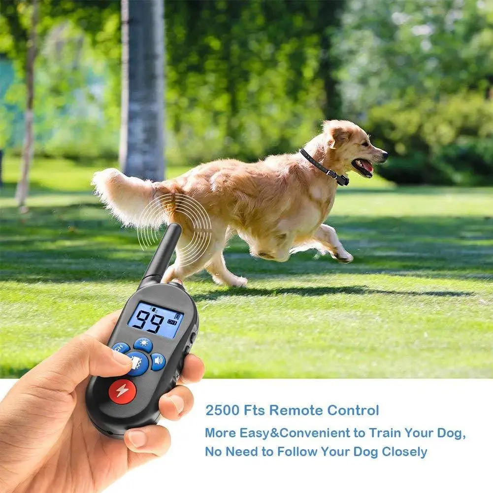 

1 unit 2500 foot long remote control Dog collar training device beeping/vibration/electric shock warning Pet bark Stopper waterp