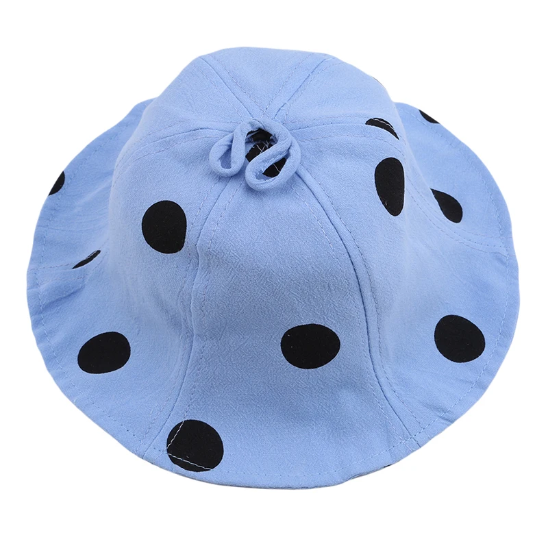 

Best Selling Fashion Big Polka Dot Embroidery double-sided Fisherman Hat For Kids Outdoor Sun Protection Bucket Sun Hat Kids