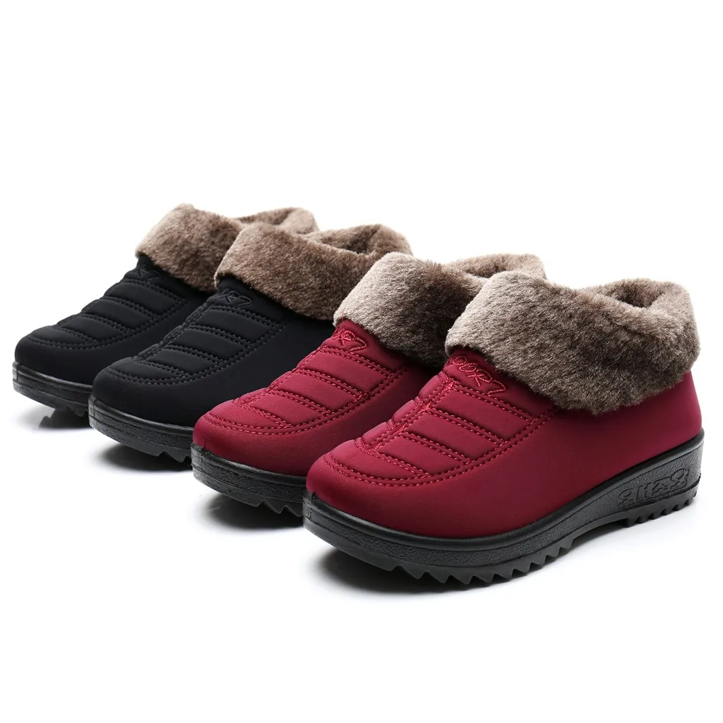 

Women's Winter Snow Boots Female Warm Plush Ankle Boots Ladies Slip-On Platform Flat Shoes Casual Outdoor Non Slip Snow Booties