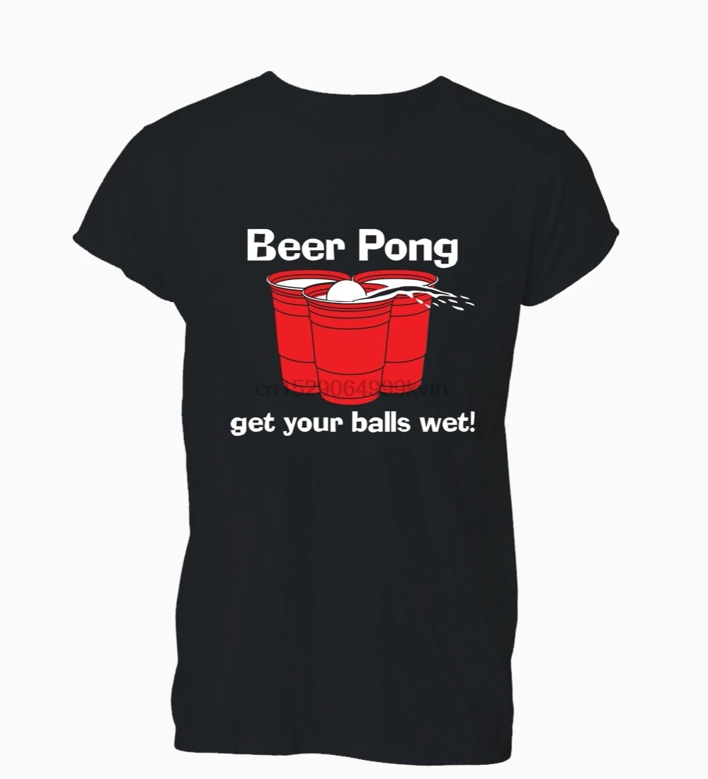 Новая мужская футболка модная популярная Стильная с надписью Beer Pong Get Balls Wet Funny