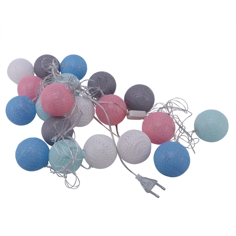 

EU Plug 20 Leds Cotton Ball String Lights Xmas Lover Wedding Party Holiday Bedroom Decorations Fairy Lamp Galands Battery Operat