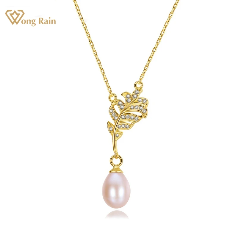 

Wong Rain 925 Sterling Silver Purple Pearl Created Moissanite Gemstone Party 18K Yellow Gold Women Pendant Necklace Fine Jewelry