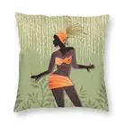 Наволочка для диванной подушки, 40x40, с изображением танцующей Африканской женщины