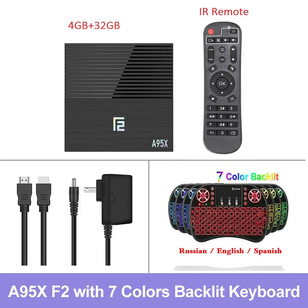 4G32G Backlit i8 A95x F2 Android 9,0 Smart tv Box 4 Гб ОЗУ 64 Гб ПЗУ Amlogic S905 двойной Wifi 4K Google Store Youtube PK X96 MAX медиаплеер 4G32G - Цвет: 4G32G Backlit i8