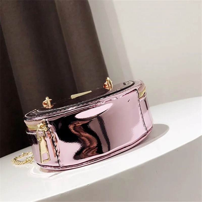 Женская сумочка с лазерной цепочкой маленькая ручная круглая сумка мессенджер