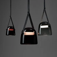 modern leather glass pendant lights led leather belt hanging pendant lamp lighting fixtures suspension luminaire restaurant loft