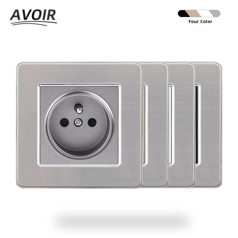 

Французская настенная розетка, разъемы для розеток, нержавеющая сталь, матовая панель, 16 А, макс. 250 В, вилки, бытовая техника