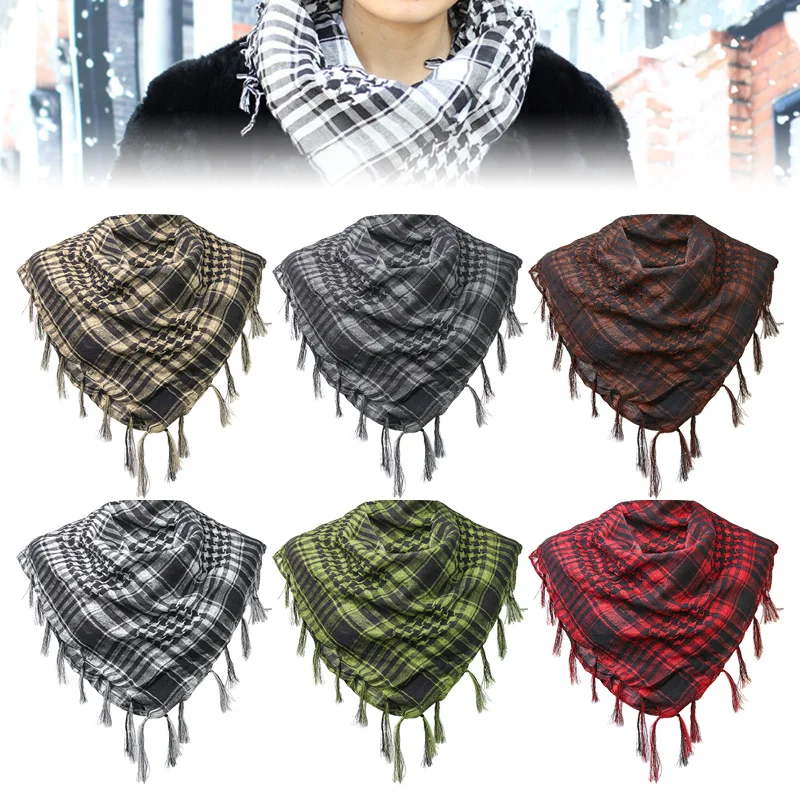 

Mayitr 100x100cm Outdoor Hiking Scarves Military Arab Tactical Desert Scarf Army Shemagh With Tassel For Men Women