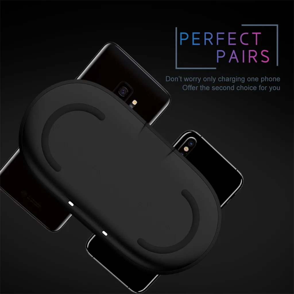 10 Вт двойное Беспроводное зарядное устройство QI для iPhone XS Max XR X 7/8 Plus samsung S9 S10 USB быстрая Беспроводная зарядная док-станция настольная