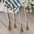 Деревянные бусины, гирлянды, настенные украшения для дома, богемный фермерский дом, кисточки, ротанг, макраме, сделай сам, бусины, джут, деревенский стиль, ручная работа