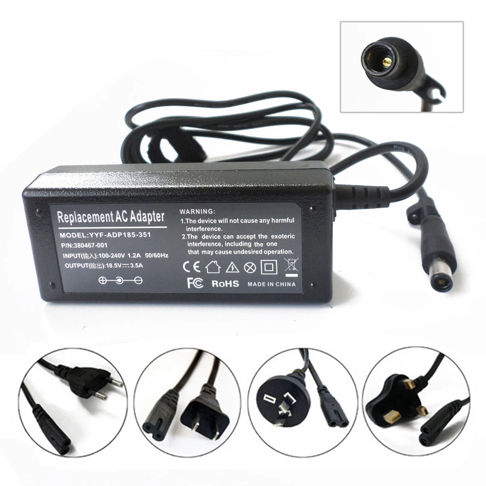 

New 18.5V 3.5A 65W AC Adapter Battery Charger Power Supply Cord For HP Compaq nx6400 nx7300 nx7400 N193 608425-002 608425-003