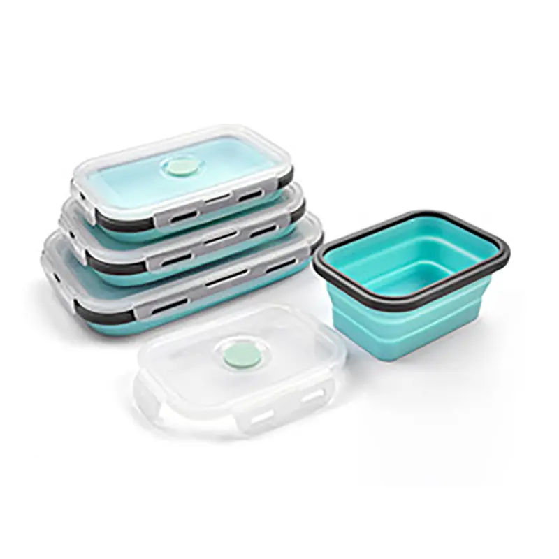 Силиконовый складной контейнер для обеда контейнер для хранения еды Bento BPA Free Microwavable Портативный Пикник Кемпинг прямоугольник наружная коробка