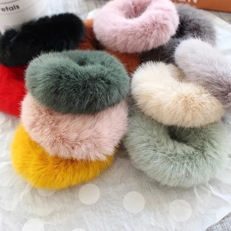 Новая норковая эластичная искусственная кроличья Меховая резинка для волос