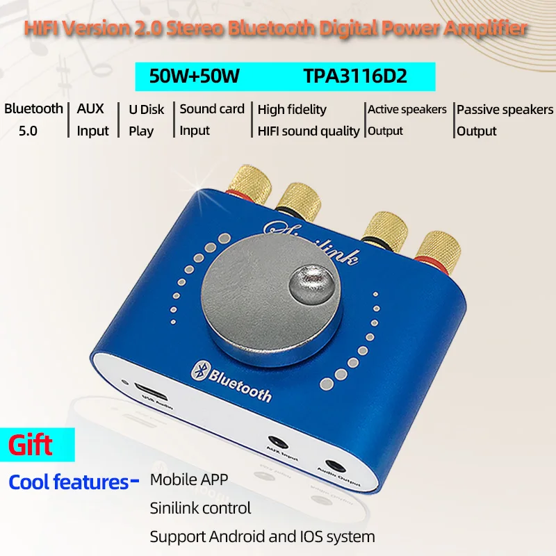 Плата цифрового усилителя мощности HIFIDIY Bluetooth 5 0 TPA3116D2 50 Вт x2 стерео усилитель