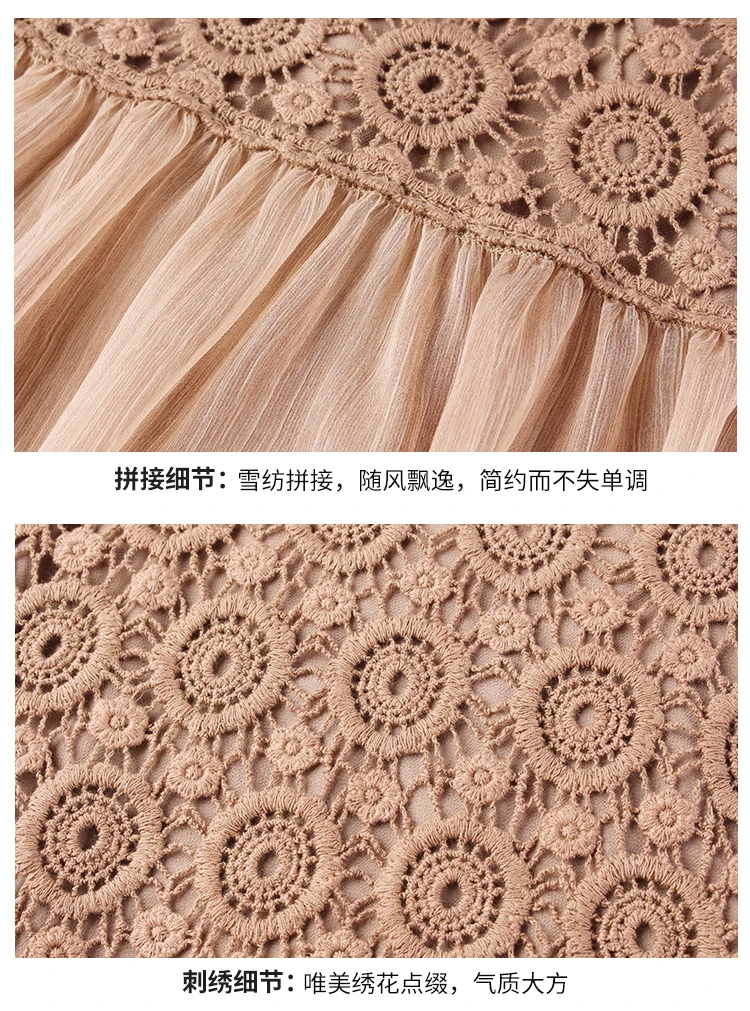 Летнее платье 2020 свободное шифоновое в стиле ампир вязанное крючком с короткими