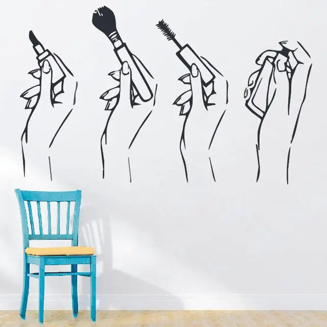 

Vinyl Wall Stickers Beauty Salon Wall Decal Women Hands Make up Decor Nail Beauty Shop Window Wall Decal Girls Room Decor AY548