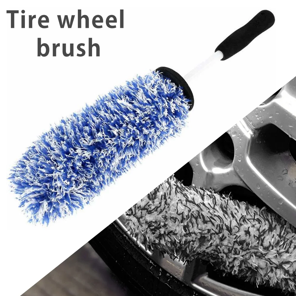 

Top Microfiber Premium Wheels Brush NonSlip Handle Easy To Cleaning Rims Spokes Wheel Barrel & Brake Caliper Car Detailing Tools