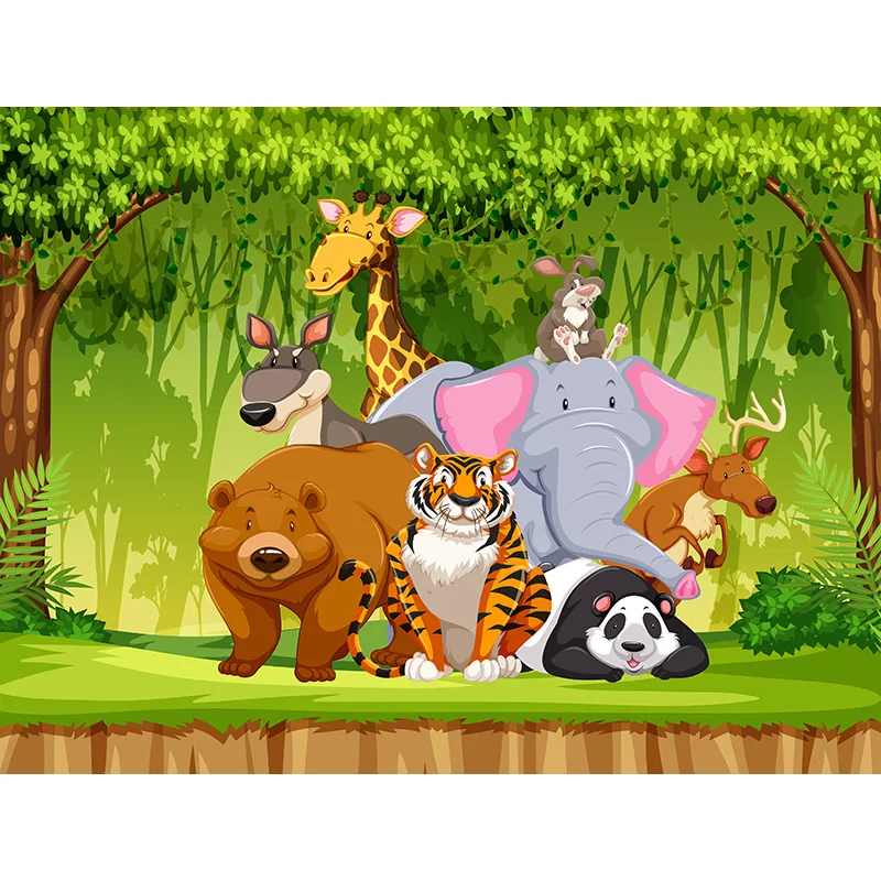 

ZHISUXI Tropical Forest Wild Animal Safari Party Newborn Baby Shower Birthday Backdrop Photography Background 20923KT-2001