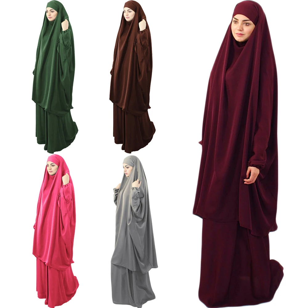 Комплект из двух предметов, Молитвенное платье, мусульманская женская абайя джилбаб, хиджаб, длинный наряд в стиле химар, Рамадан, юбка, абай...