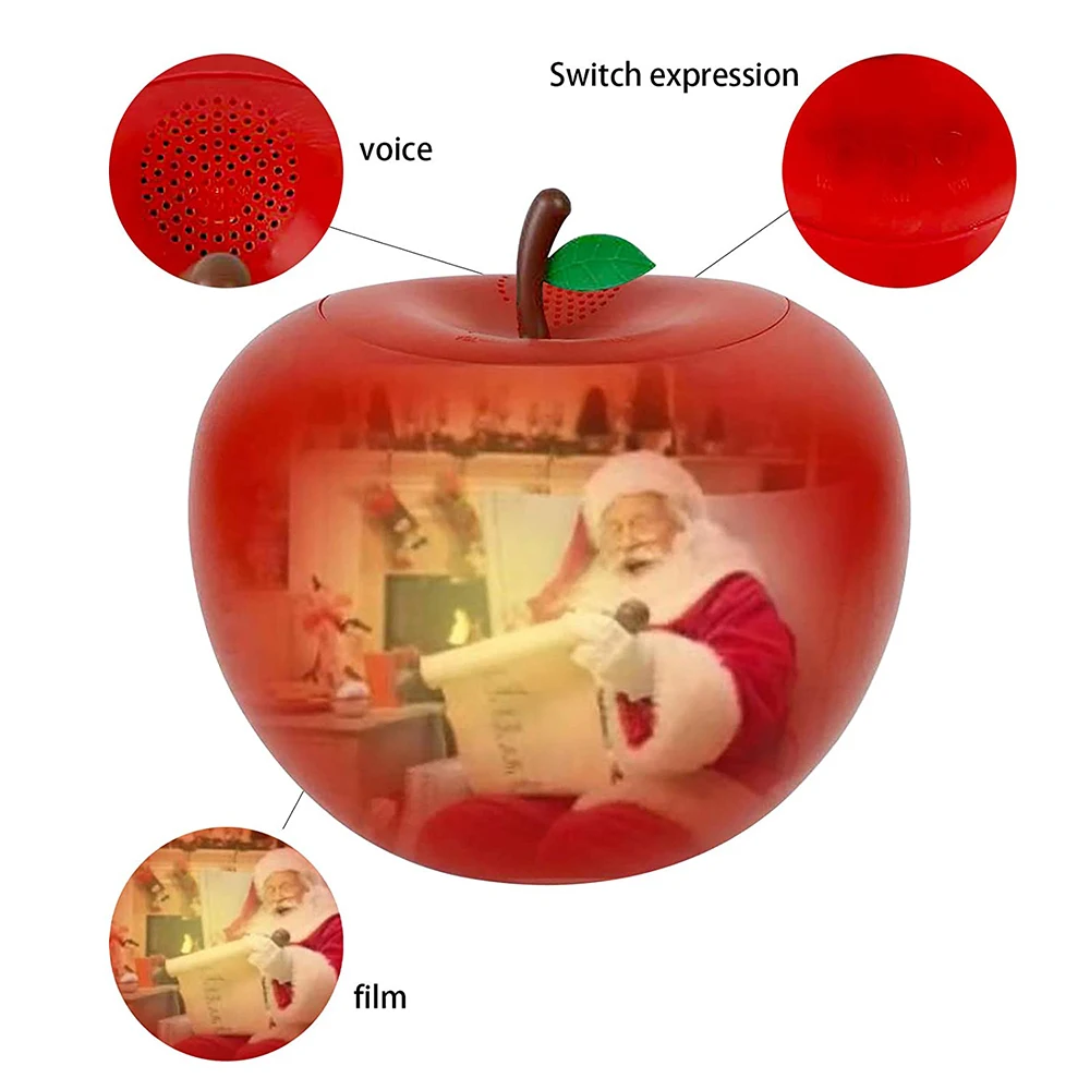 

Christmas Talking Animated Apples with Built-in Projector Speaker Audio Flash Projector Lamp Night Light for Home Party TB Sale