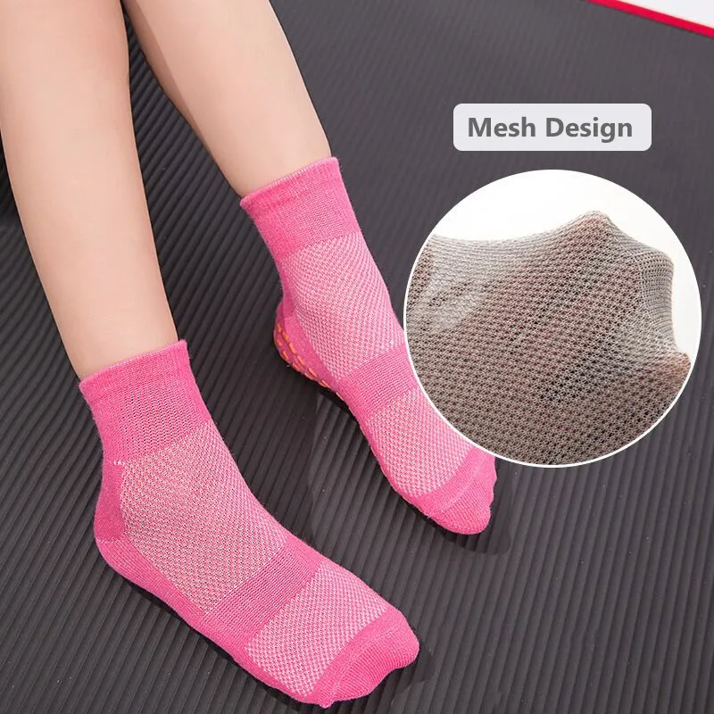 5Pairs/lot Anti-slipTrampoline Socks Cushioning Bandage Pilates Ballet Children Men Women Cotton Sport Socks With Good Grip
