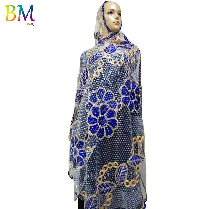 Лидер продаж африканские женские шарфы большой цветочный дизайн вышитый шарф с